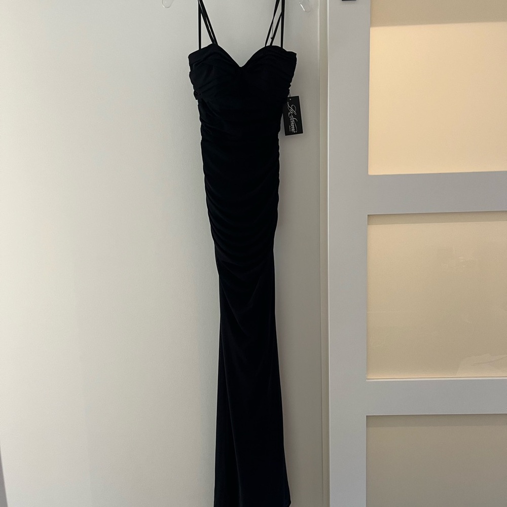 La Femme 31899 Black Strapless Black Tie Formal Gown Wedding Guest Dress NWT